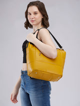Women's Yellow Faux Leather Hobo Bag 24L