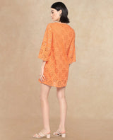 Women's Orange Three Quarter Sleeves Dress