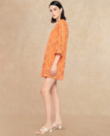 Women's Orange Three Quarter Sleeves Dress