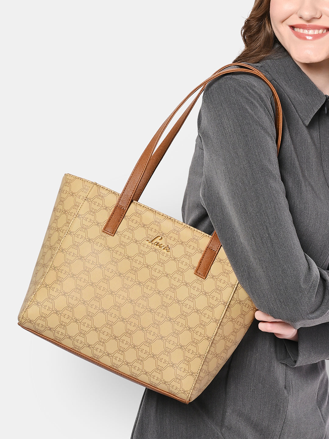 Women's Beige Casual Printed Tote Bag