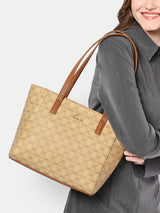 Women's Beige Casual Printed Tote Bag