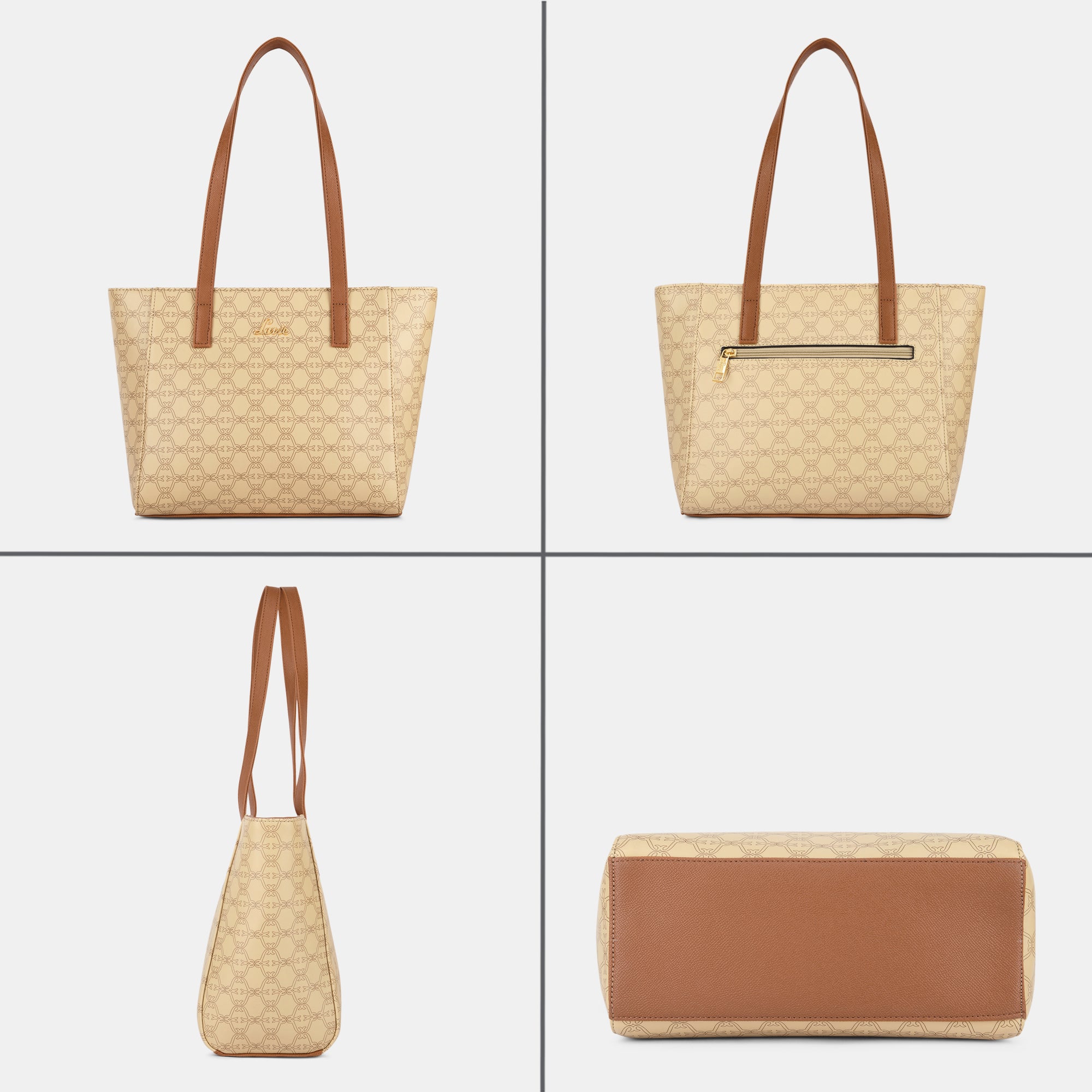 Women's Beige Casual Printed Tote Bag