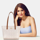 Women's White Casual Printed Tote Bag