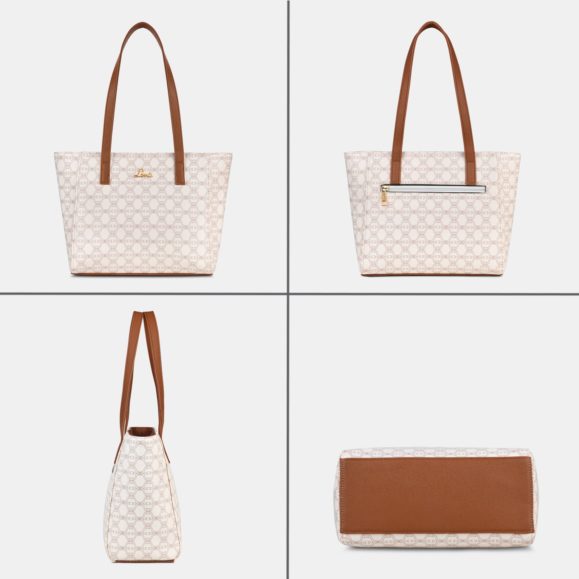 Women's White Casual Printed Tote Bag
