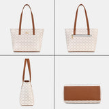 Women's White Casual Printed Tote Bag