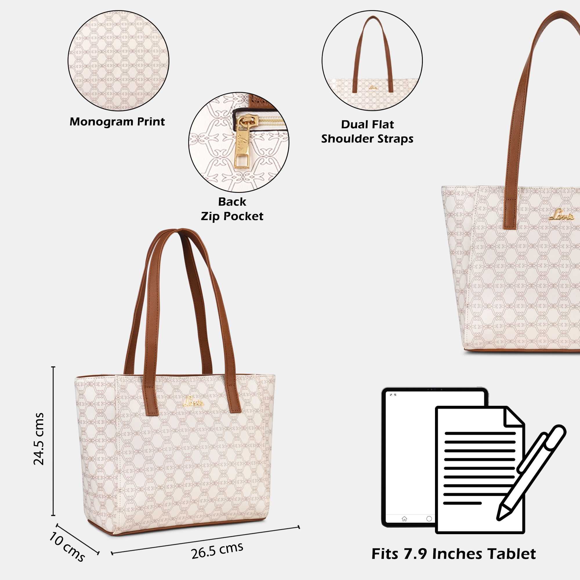 Women's White Casual Printed Tote Bag