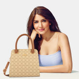 Women's Beige Casual Printed Satchel