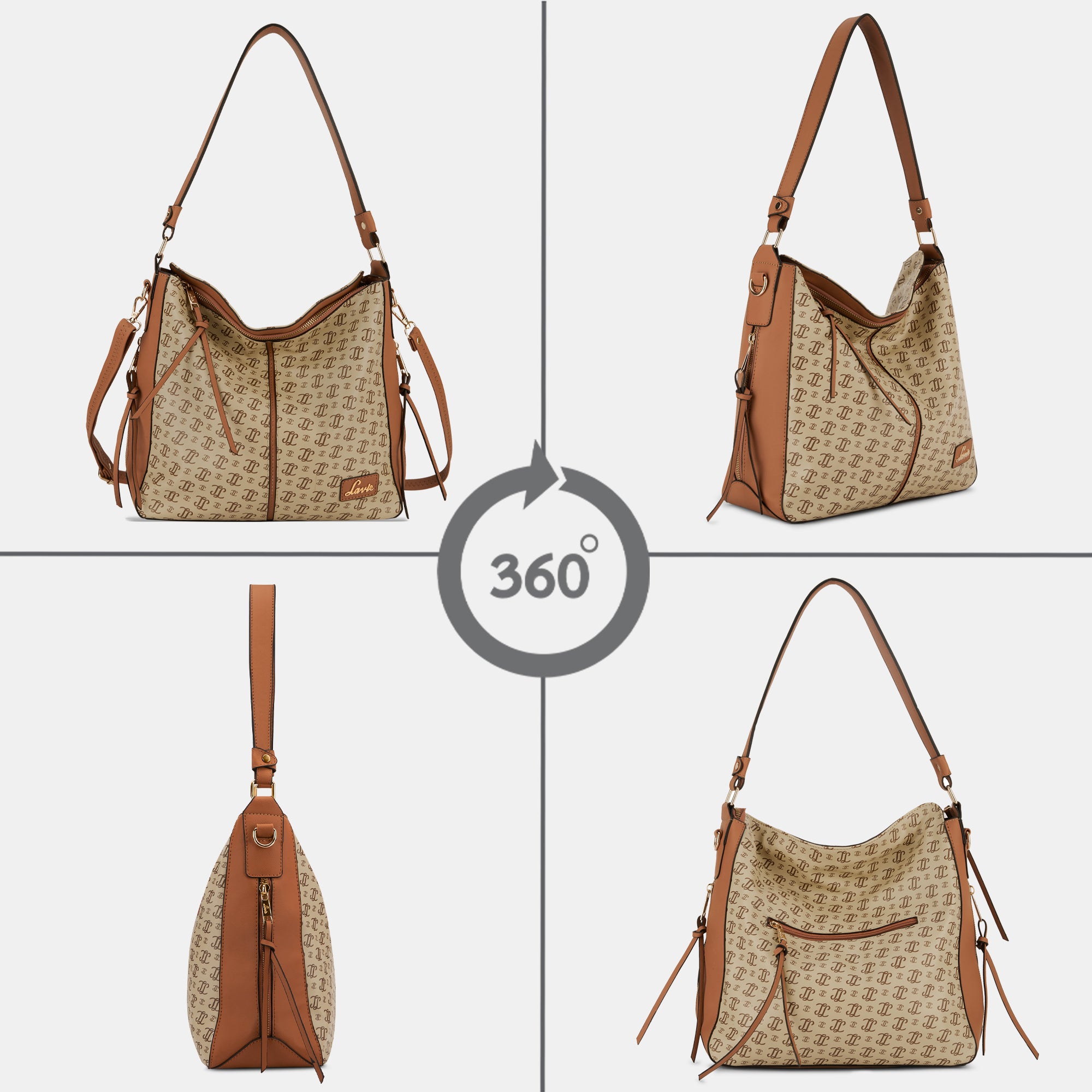 Women's Beige Casual Printed Hobo Bag