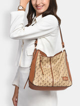 Women's Beige Casual Printed Hobo Bag
