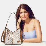 Women's White Casual Printed Hobo Bag