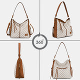 Women's White Casual Printed Hobo Bag