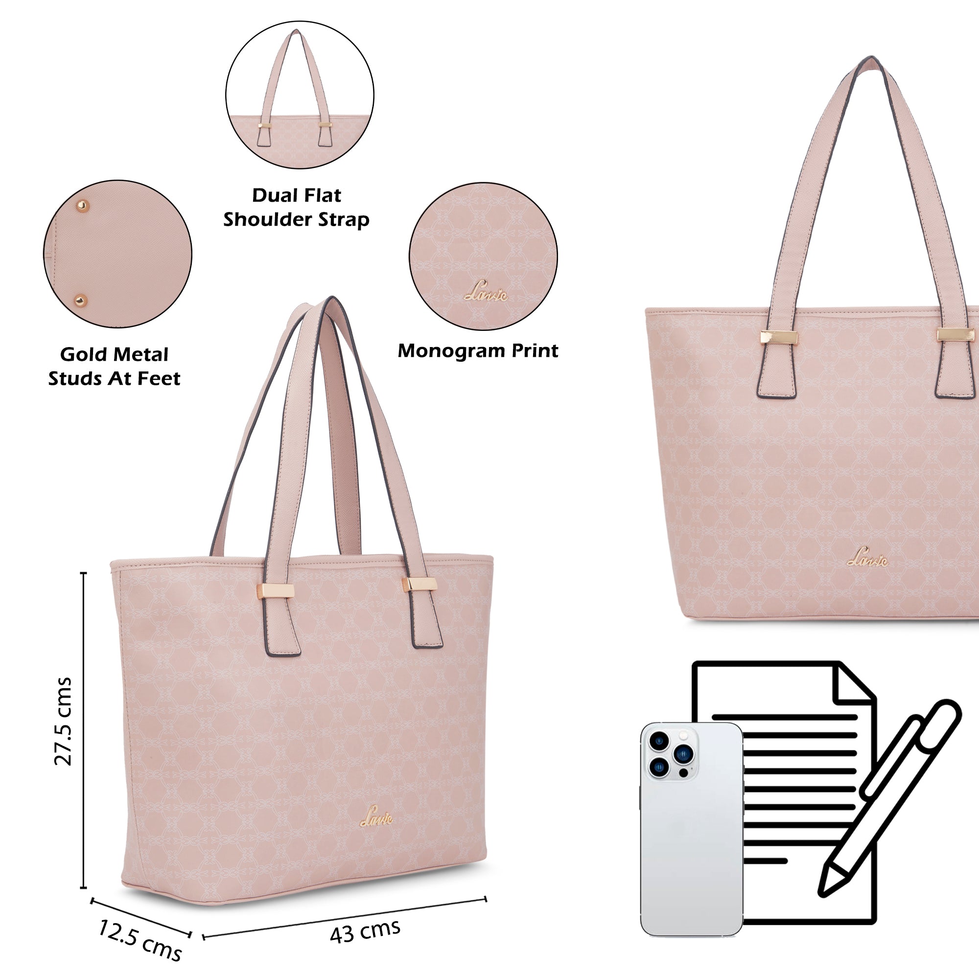 Women's Pink Work Printed Tote Bag