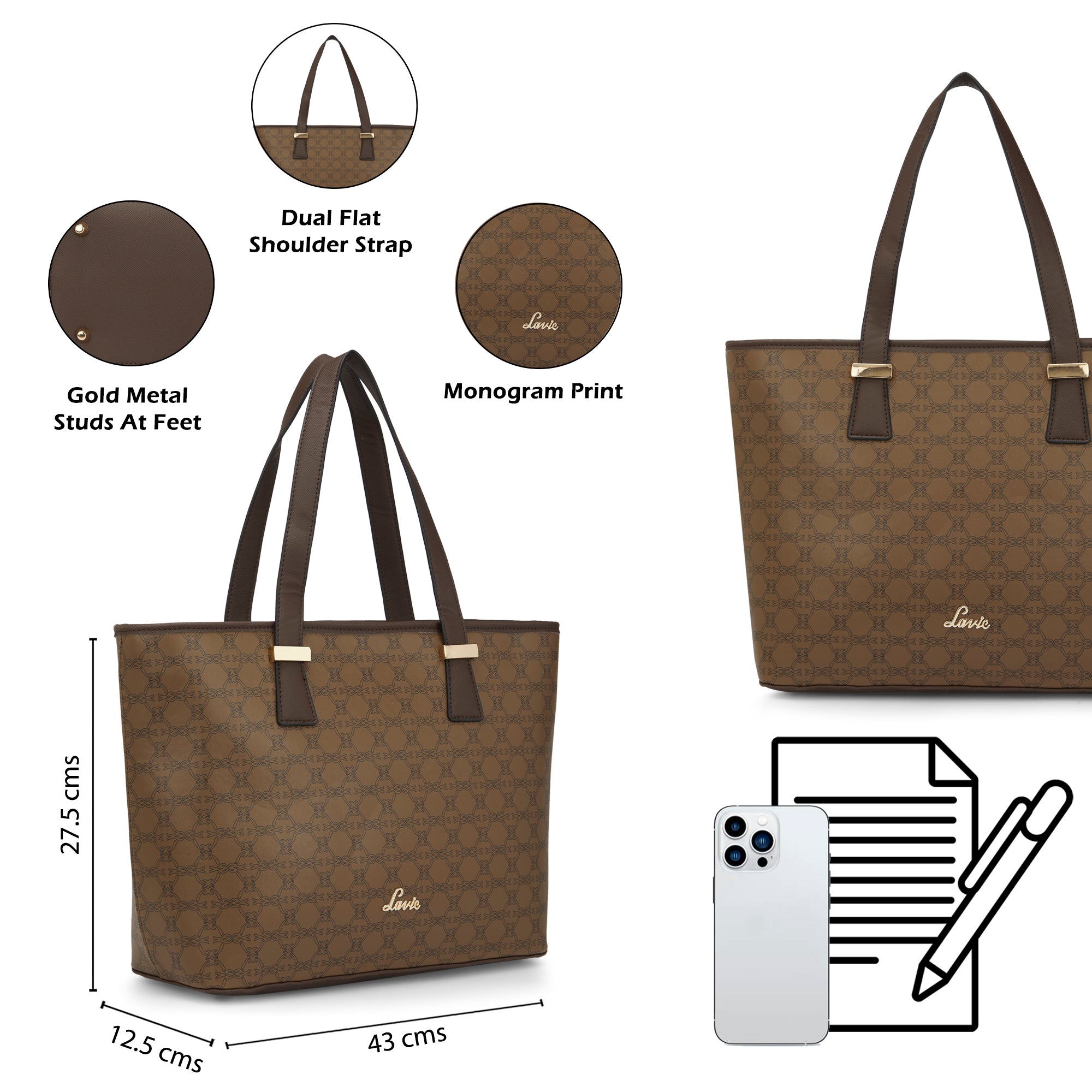Women's Khaki Work Printed Tote Bag