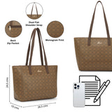 Women's Khaki Casual Printed Tote Bag