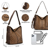 Women's Khaki Casual Printed Hobo Bag