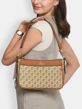 Women's Beige Casual Printed Hobo Bag