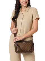 Women's Khaki Casual Printed Hobo Bag