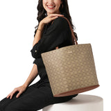 Women's Beige Casual Printed Tote Bag