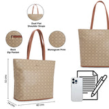 Women's Beige Casual Printed Tote Bag
