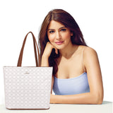Women's Off White Casual Printed Tote Bag