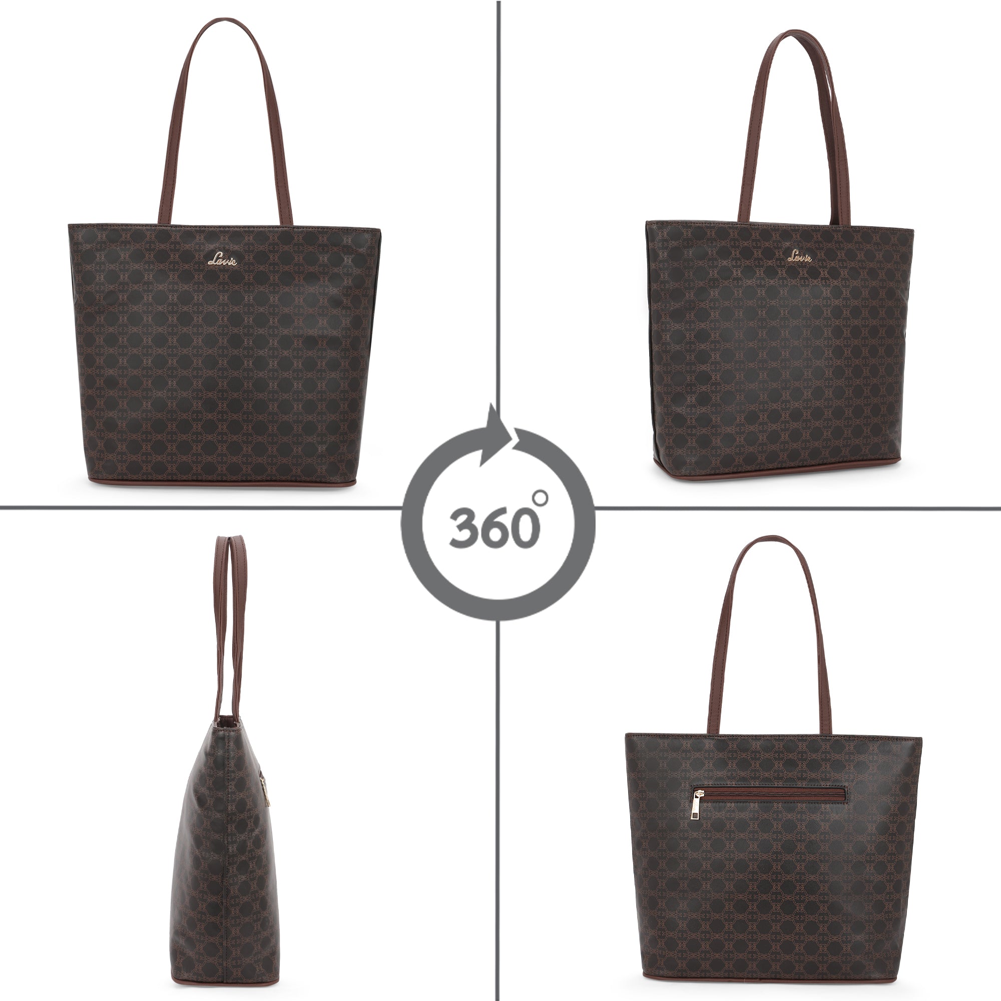 Women's Brown Casual Printed Tote Bag
