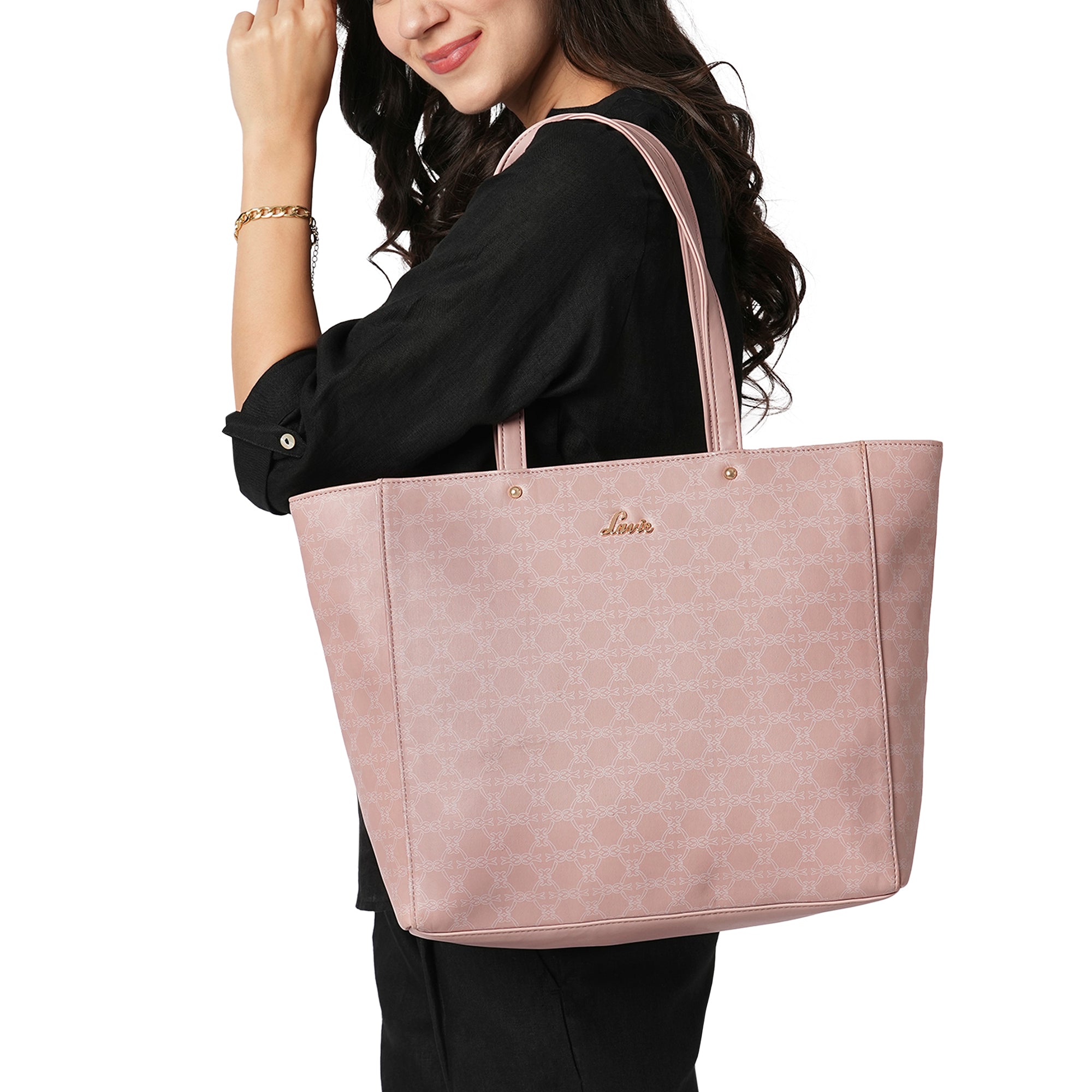 Women's Pink Casual Printed Tote Bag