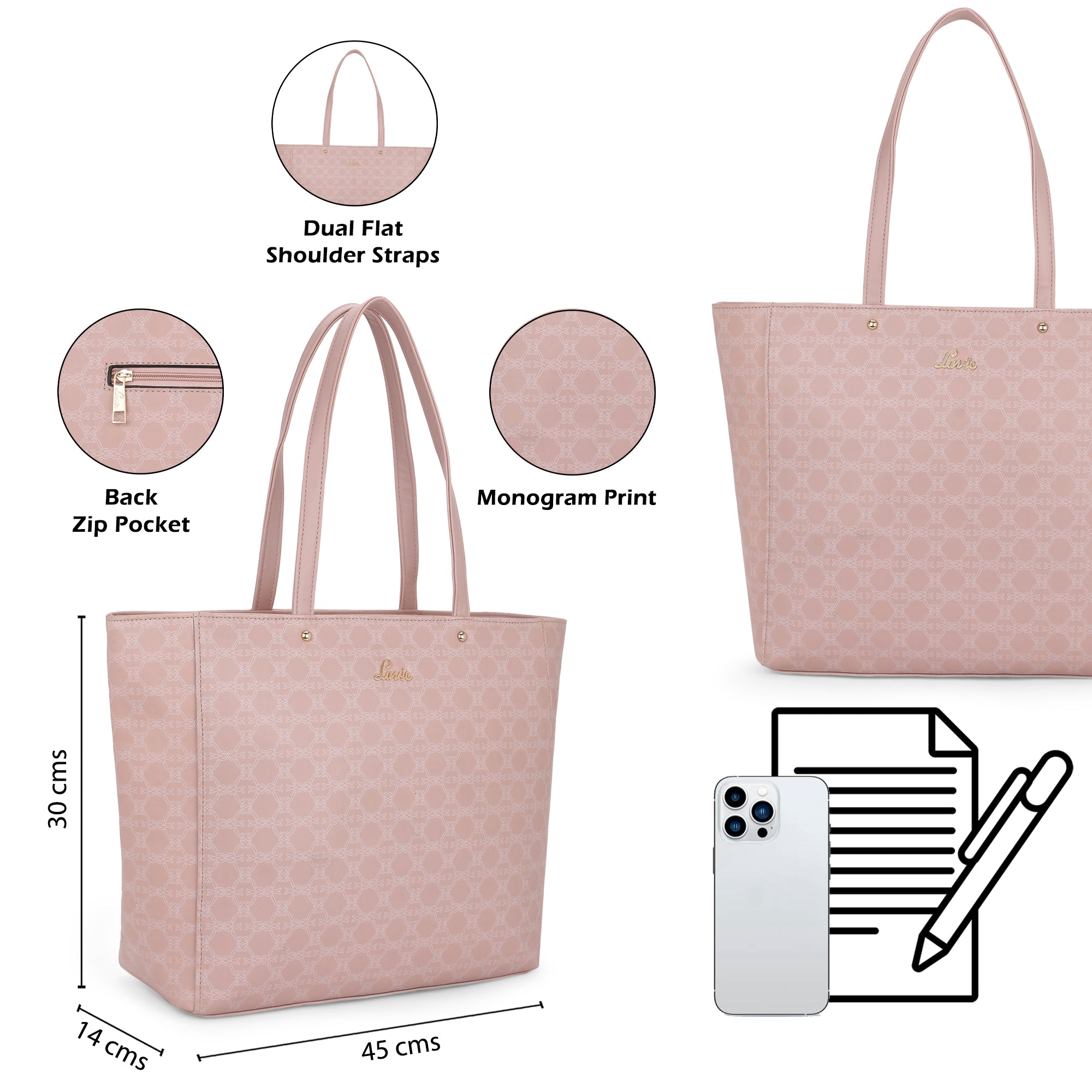 Women's Pink Casual Printed Tote Bag