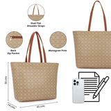 Women's Beige Casual Printed Tote Bag