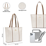 Women's Off White Casual Printed Tote Bag