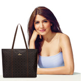 Women's Brown Casual Printed Tote Bag