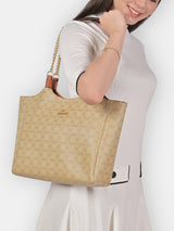 Women's Beige Casual Printed Tote Bag