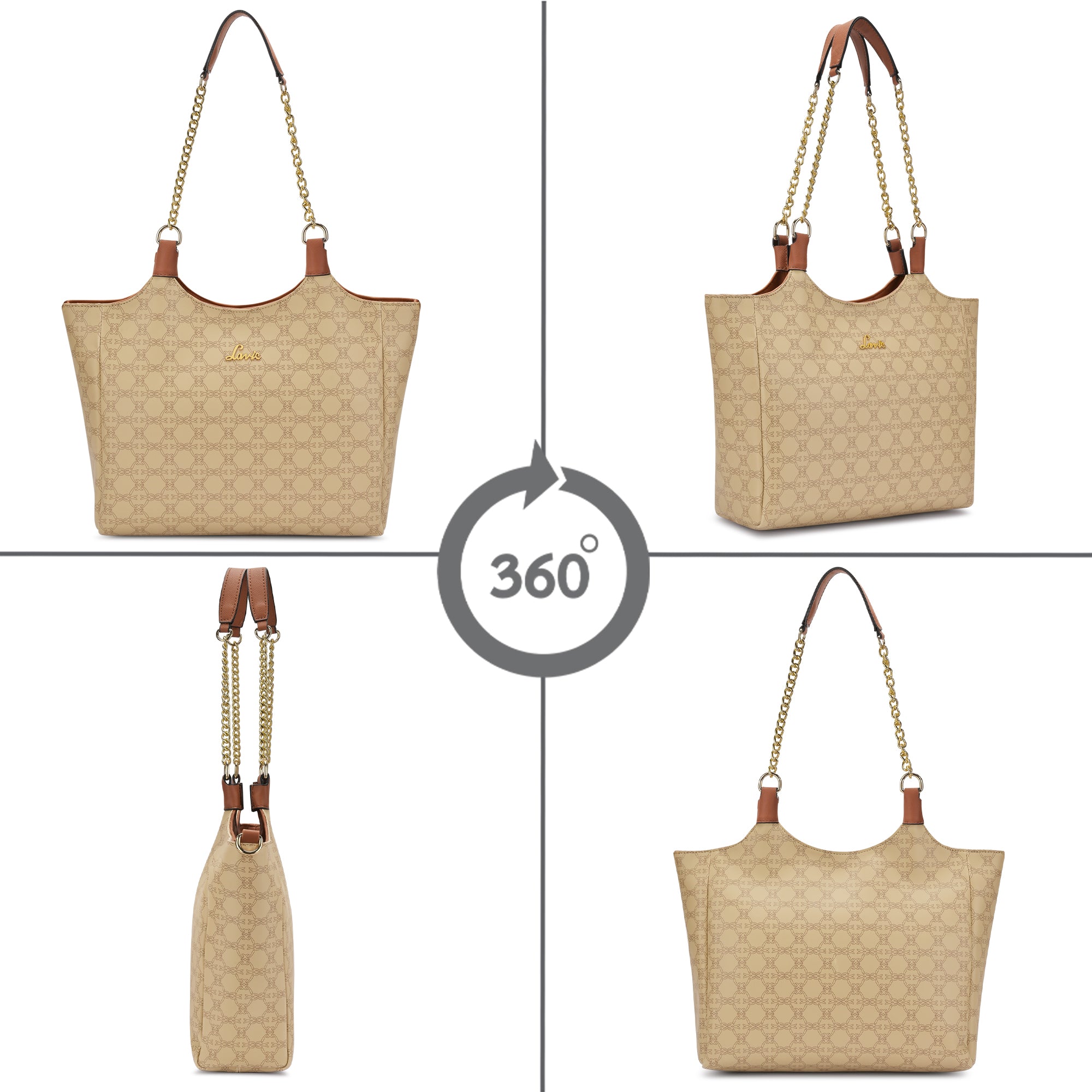 Women's Beige Casual Printed Tote Bag
