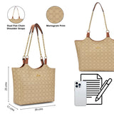 Women's Beige Casual Printed Tote Bag