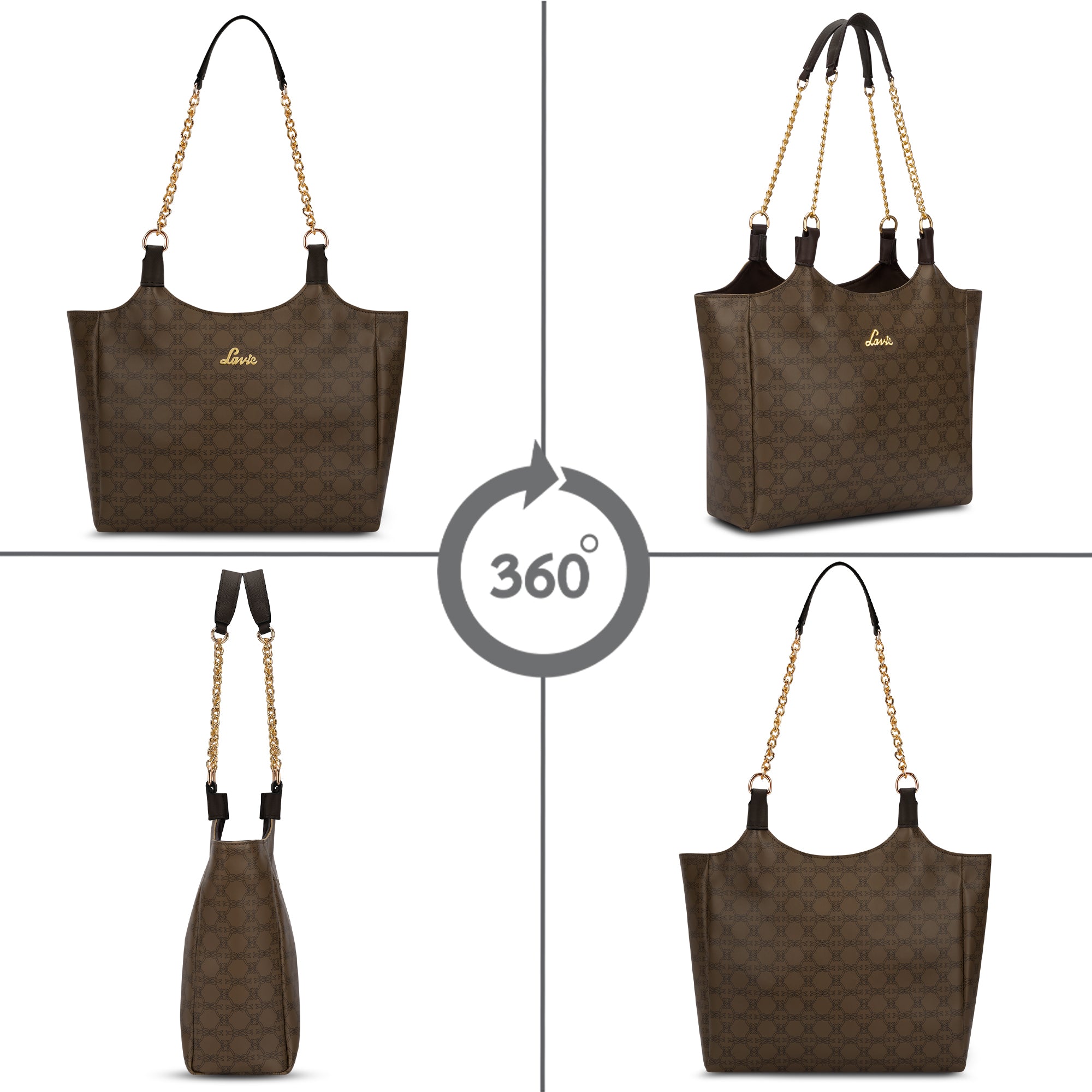Women's Khaki Casual Printed Tote Bag