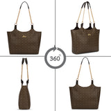Women's Khaki Casual Printed Tote Bag