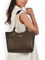 Women's Khaki Casual Printed Tote Bag