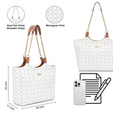 Women's White Casual Printed Tote Bag