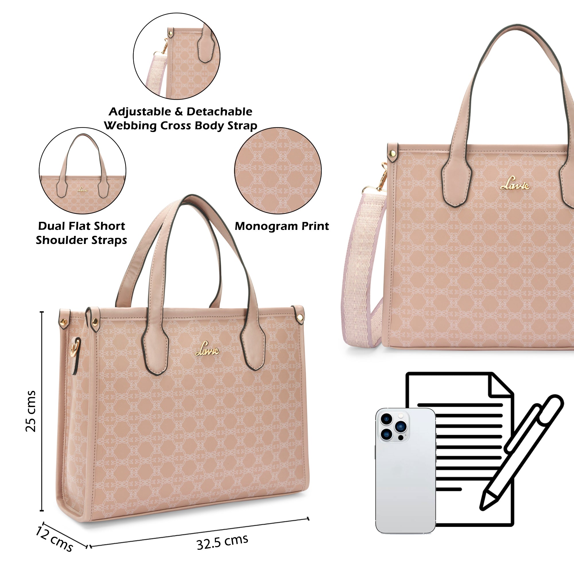 Women's Pink Casual Printed Satchel