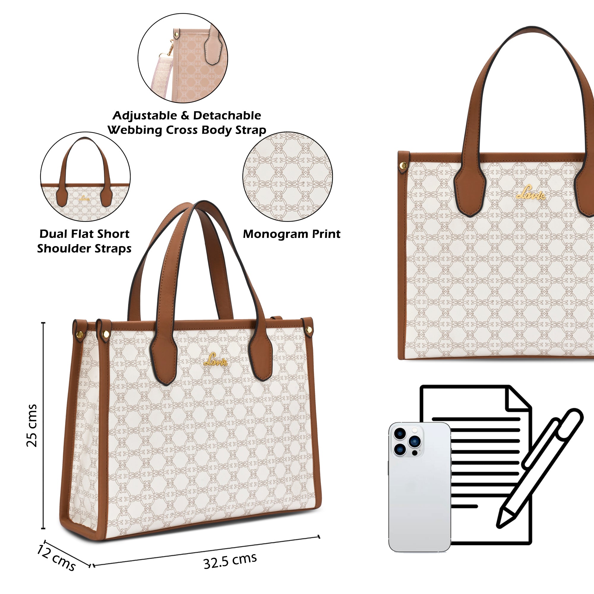 Women's White Casual Printed Satchel