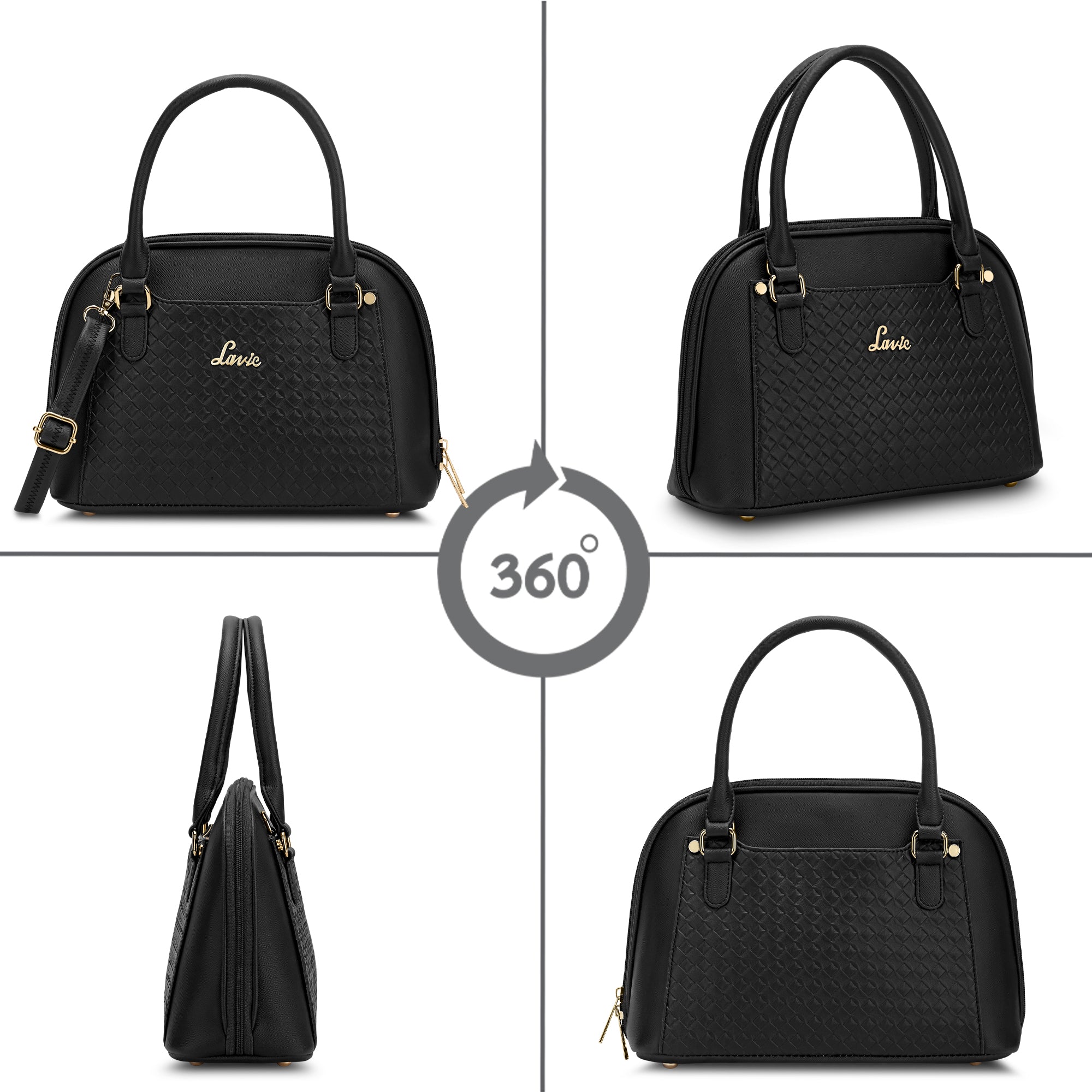 Women's Black Casual Printed Satchel