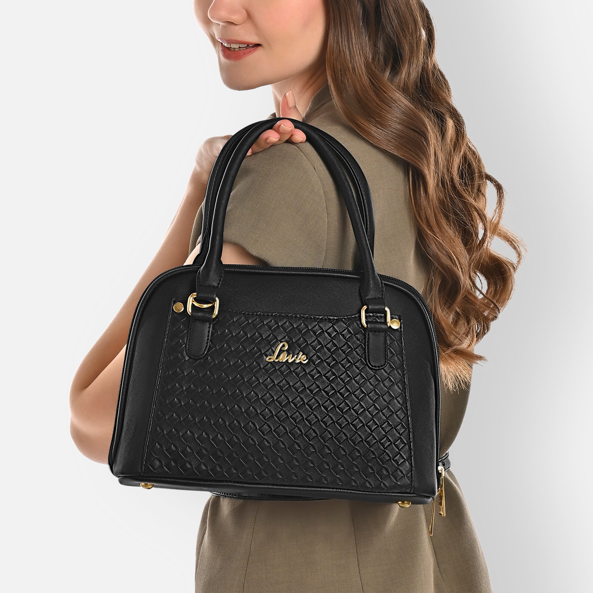 Women's Black Casual Printed Satchel