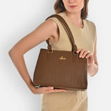 Women's Tan Casual Solid Satchel