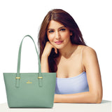 Women's Green Casual Solid Tote Bag