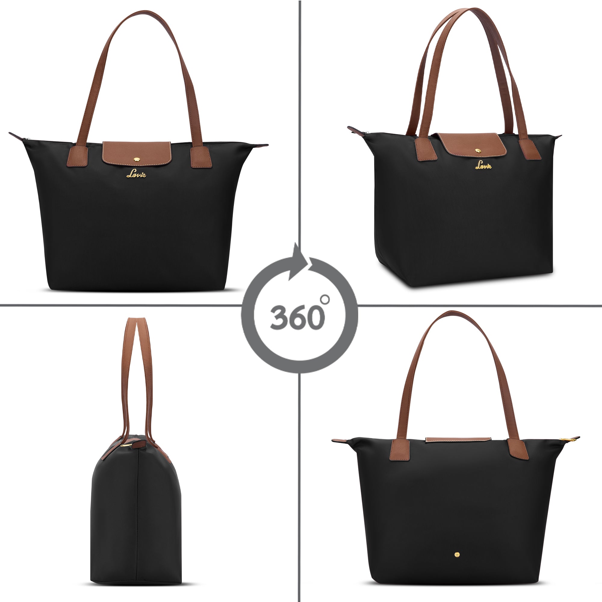 Women's Black Casual Solid Tote Bag