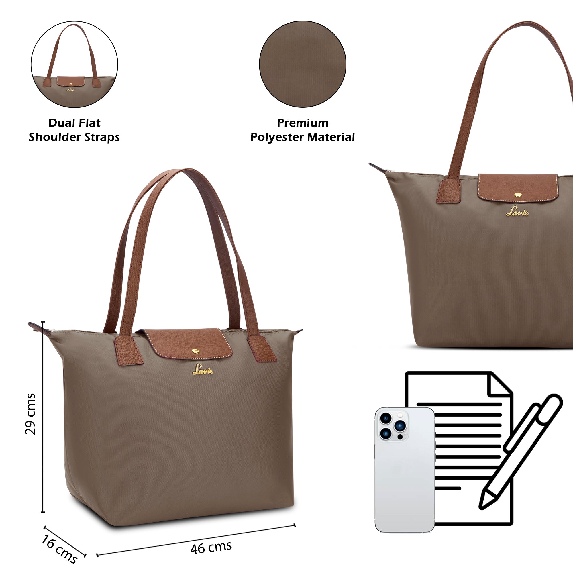 Women's Grey Casual Solid Tote Bag