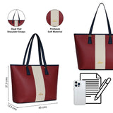 Women's Red Work Colorblocked Tote Bag