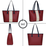Women's Red Work Colorblocked Tote Bag