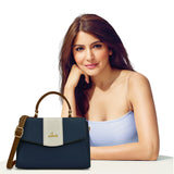 Women's Navy Blue Casual Colorblocked Satchel