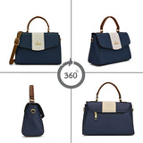 Women's Navy Blue Casual Colorblocked Satchel