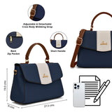 Women's Navy Blue Casual Colorblocked Satchel